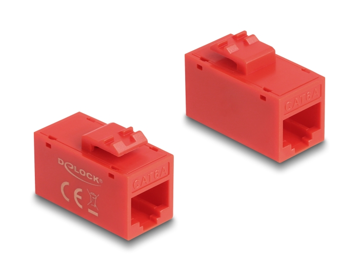 Delock Keystone Modul RJ45 Buchse zu RJ45 Buchse Cat.6A UTP rot #1 