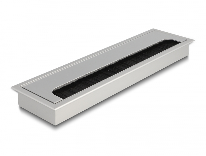 Delock Kabeldurchführung für Tischeinbau mit Bürste 280 x 80 x 28 mm silber #1 