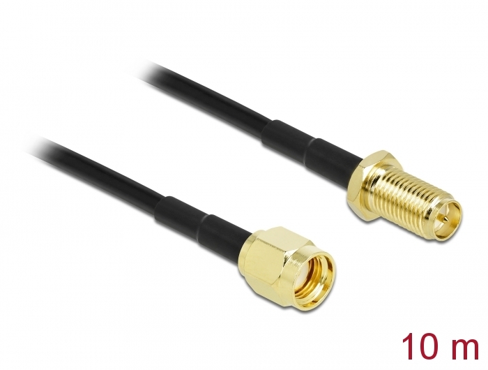 Delock Antennenkabel RP-SMA Stecker zu RP-SMA Buchse LMR/CFD100 10 m low loss #1 