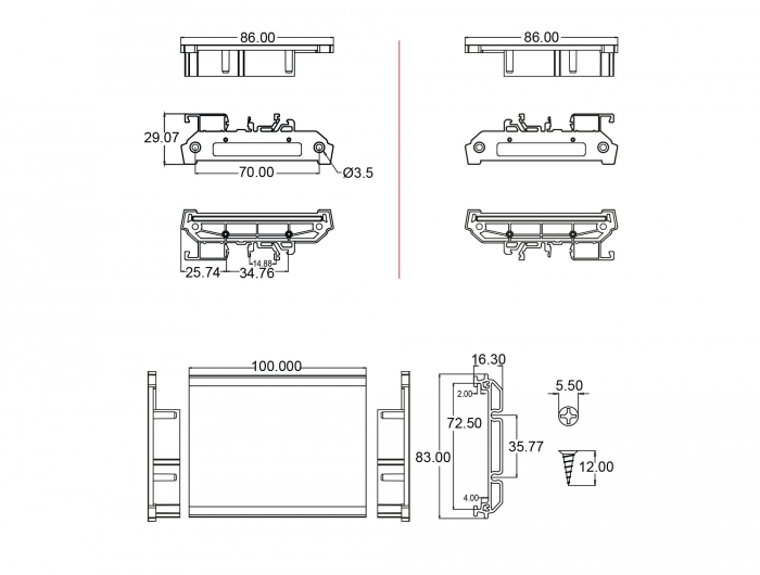 Delock Platinenhalterung (72 mm) für Hutschiene 100 cm lang #9 