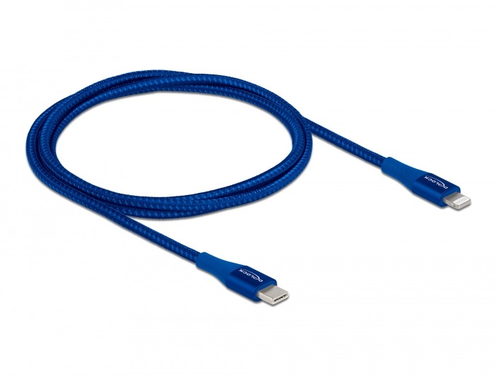 Delock Daten- und Ladekabel USB Type-C™ zu Lightning™ für iPhone™, iPad™ und iPod™ blau 1 m MFi #2 