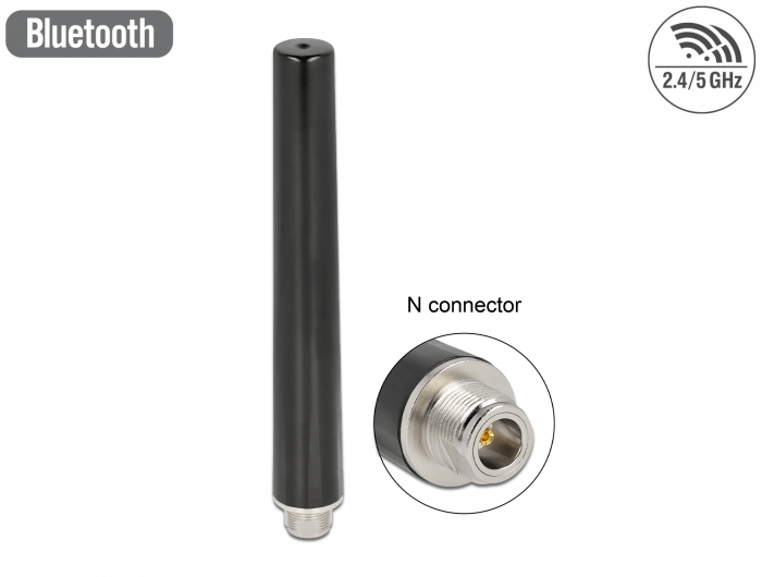Delock Dualband WLAN WiFi 6 Antenne N Buchse 4 - 6 dBi 16,55 cm omnidirektional starr outdoor schwarz #1 