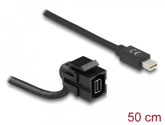 Delock Keystone Modul mini DisplayPort Buchse 110° > mini DisplayPort Stecker mit Kabel schwarz #1 