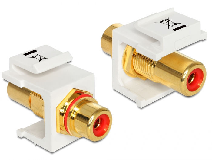 Delock Keystone Modul Cinch Buchse > Cinch Buchse vergoldet rot / weiß #1 