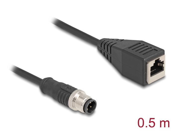 Delock M12 Adapterkabel D-kodiert 4 Pin Stecker zu RJ45 Buchse 50 cm #1 