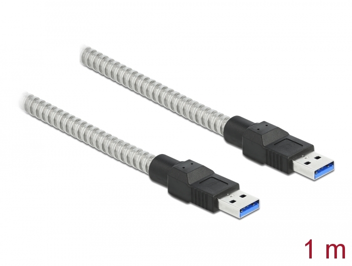 Delock USB 3.2 Gen 1 Kabel Typ-A Stecker zu Typ-A Stecker mit Metallmantel 1 m #1 