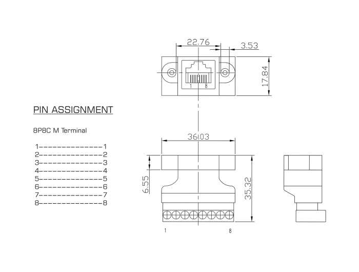 Delock RJ45 Buchse zu Terminalblock Adapter zum Einbau 8 Pin 2-teilig #3 