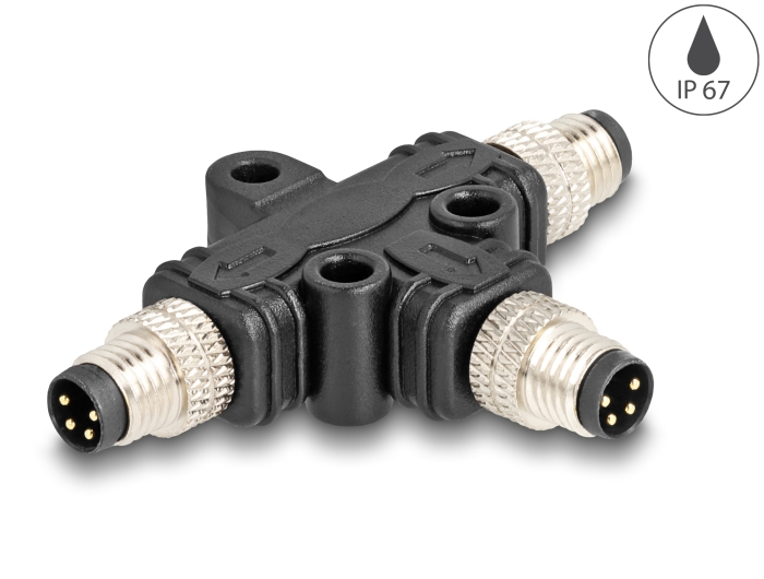 Delock M8 T-Splitter A-kodiert 4 Pin 1 x Stecker zu 2 x Stecker Parallelschaltung #1 
