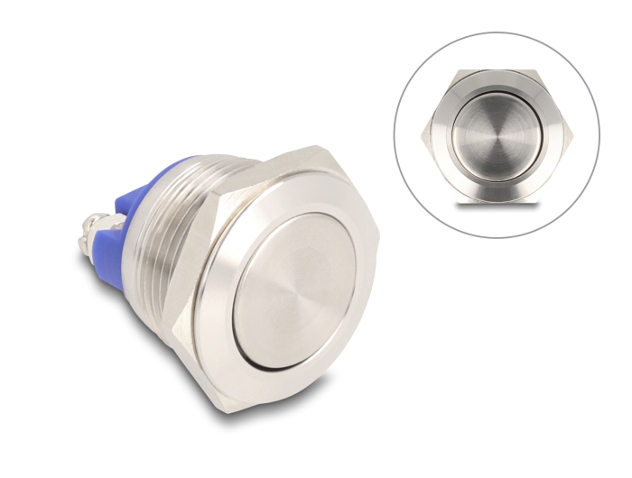 Delock Drucktaster zum Einbau 19 mm 2 x Schraubklemme Taster flach #1 