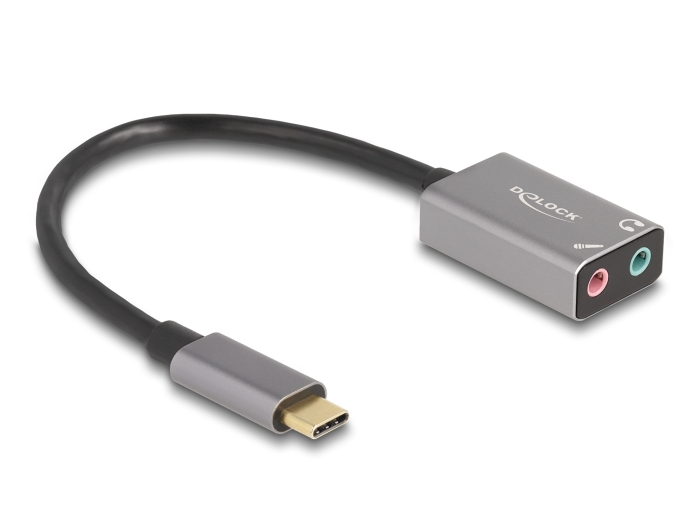 Delock Externe USB Soundkarte mit USB Type-C™ Stecker auf 2 x 3,5 mm Klinkenbuchse Plug & Play Audio Adapter #1 
