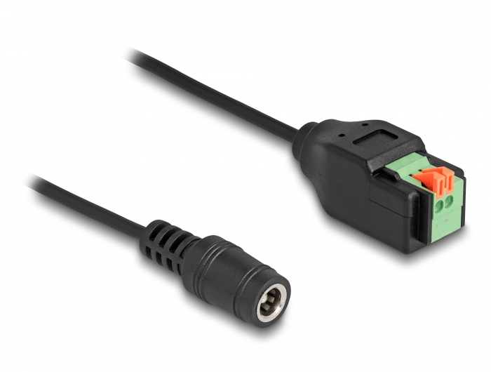Delock DC 5,5 x 2,1 mm Buchse zu 2 Pin Terminalblock Adapter mit Drucktaster 15 cm #1 