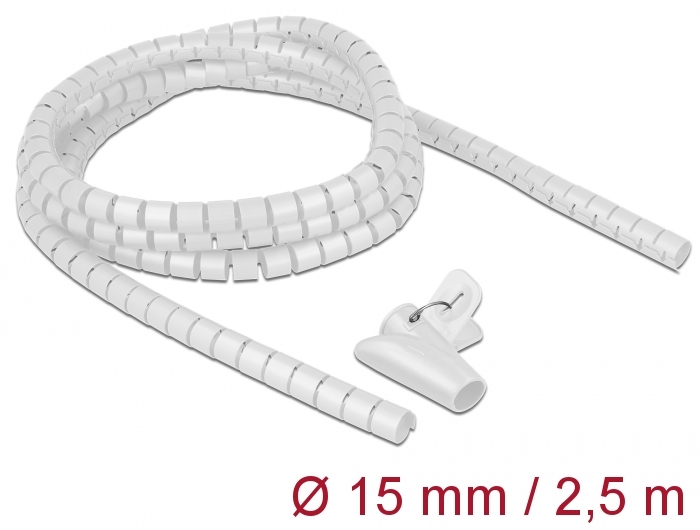 Delock Spiralschlauch mit Einziehwerkzeug 2,5 m x 15 mm weiß #1 