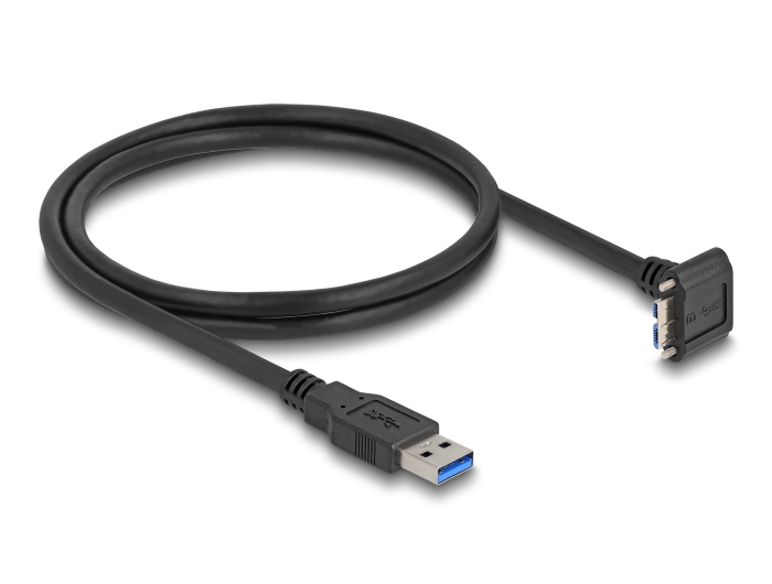Delock USB 5 Gbps Kabel USB Typ-A Stecker gerade zu USB Micro-B Stecker 90° nach unten gewinkelt mit Schraubenabstand 18 mm 1 m schwarz #2 