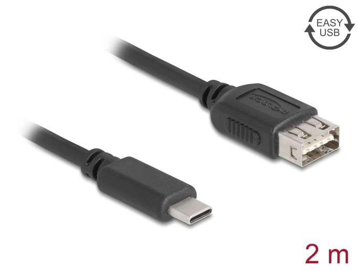 Delock USB 2.0 Kabel USB Type-C™ Stecker zu EASY USB Typ-A Buchse 2 m #1 