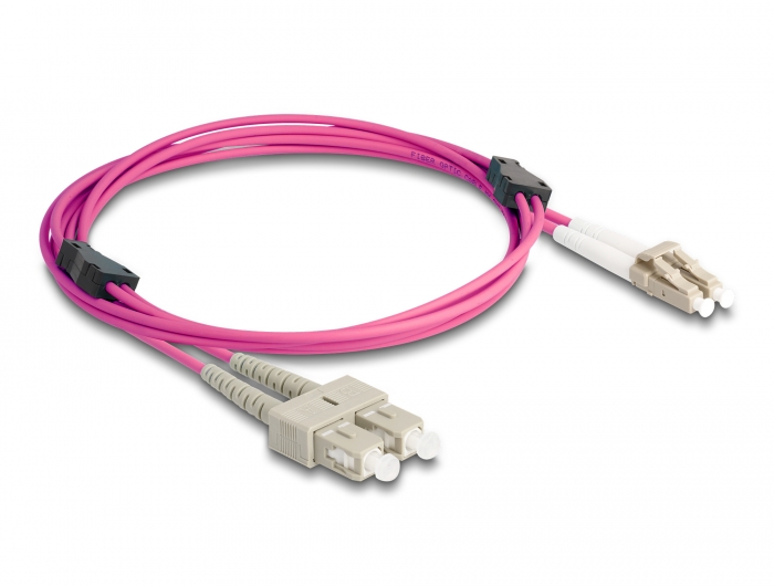 Delock LWL Kabel mit Metallarmierung LC Duplex zu SC Duplex Multimode OM4 2 m #2 