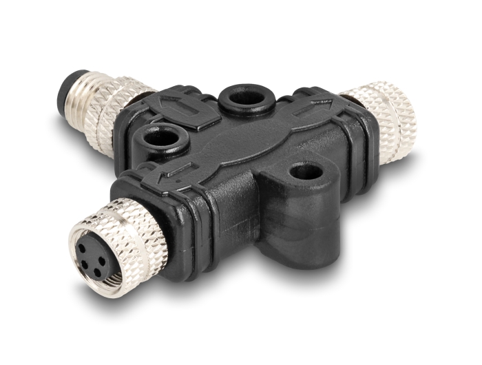Delock M8 T-Splitter A-kodiert 4 Pin 1 x Stecker zu 2 x Buchse Parallelschaltung #2 