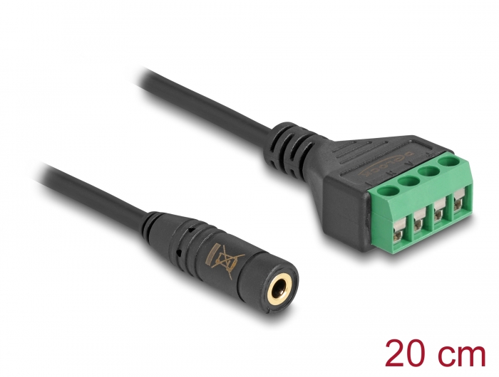 Delock Kabel Klinkenbuchse 3,5 mm 4 Pin zu Terminalblock Adapter 20 cm #1 