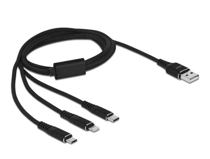Delock USB Ladekabel 3 in 1 Typ-A zu Lightning™ / Micro USB / USB Type-C™ 1 m schwarz #2 