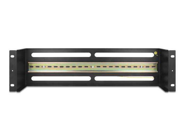 Delock 19″ Schutzschalterleiste mit Abdeckung und Hutschiene inklusive 2 x Kabelzugentlastungsschiene 3 HE Metall schwarz #4 