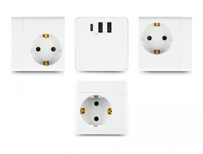 Delock Steckdosenwürfel mit Verlängerungskabel 3-fach mit Kindersicherung und USB Ladegerät, 1,5 m Kabel, weiß #2 