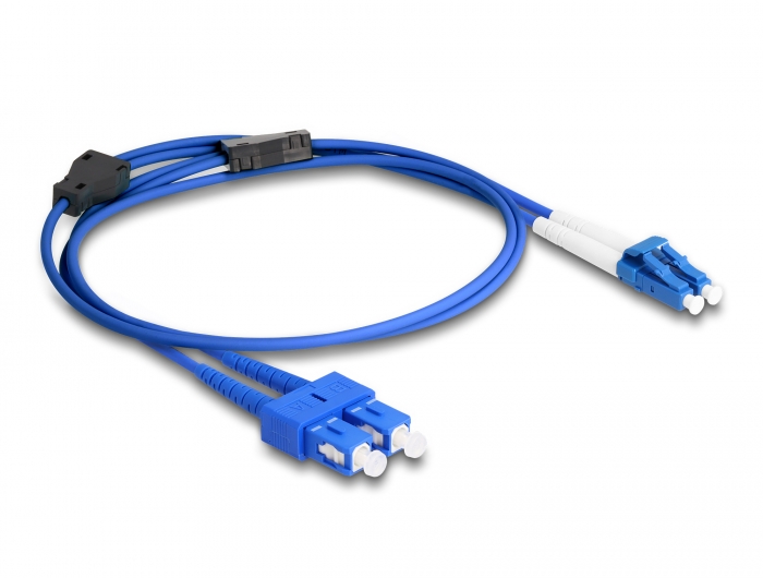 Delock LWL Kabel mit Metallarmierung LC Duplex zu SC Duplex Singlemode OS2 1 m #2 