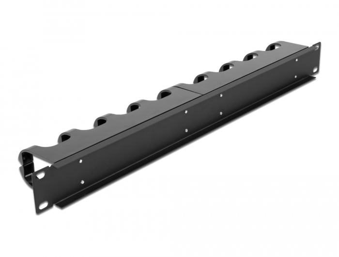 Delock 19″ Kabelmanagement Rangierpanel mit 10 geschlossenen Kabelführungsbügeln 1 HE schwarz #2 