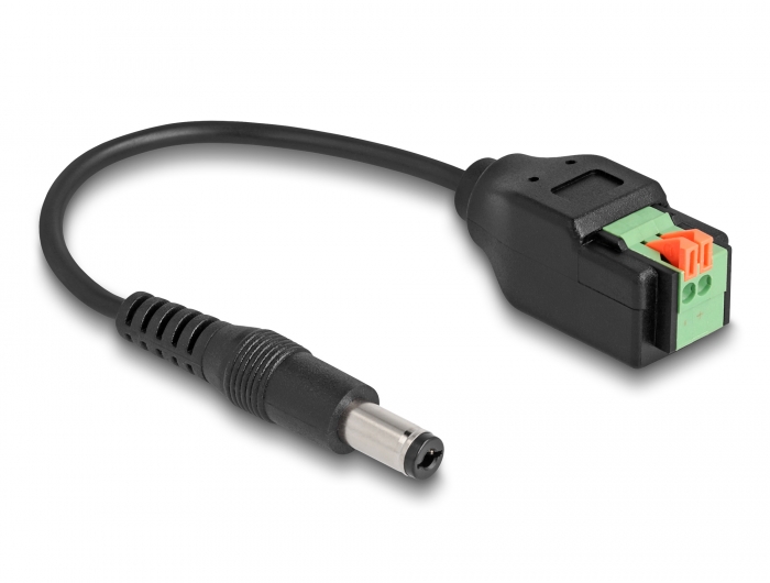 Delock DC Kabel 2,1 x 5,5 mm Stecker zu 2 Pin Terminalblock Adapter mit Drucktaster 15 cm #2 