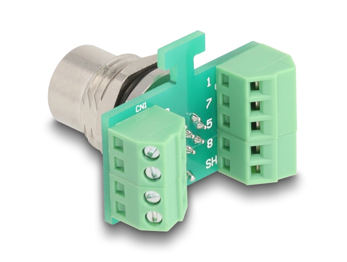 Delock M12 Übergabemodul Adapter A-kodiert 8 Pin Buchse zu 9 Pin Terminalblock zum Einbau #2 