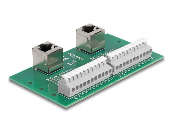 Delock RJ50 2 x Buchse zu 2 x Terminalblock mit Drucktaster für Hutschiene gewinkelt #2 
