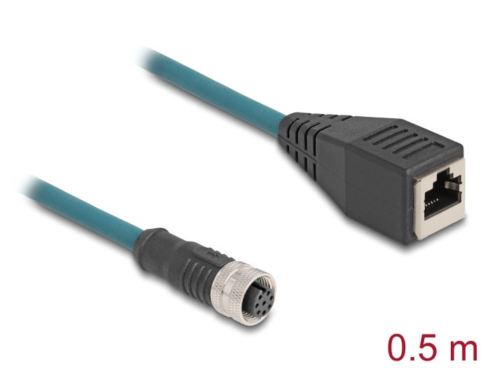 Delock M12 Adapterkabel A-kodiert 8 Pin Buchse zu RJ45 Buchse 50 cm #1 