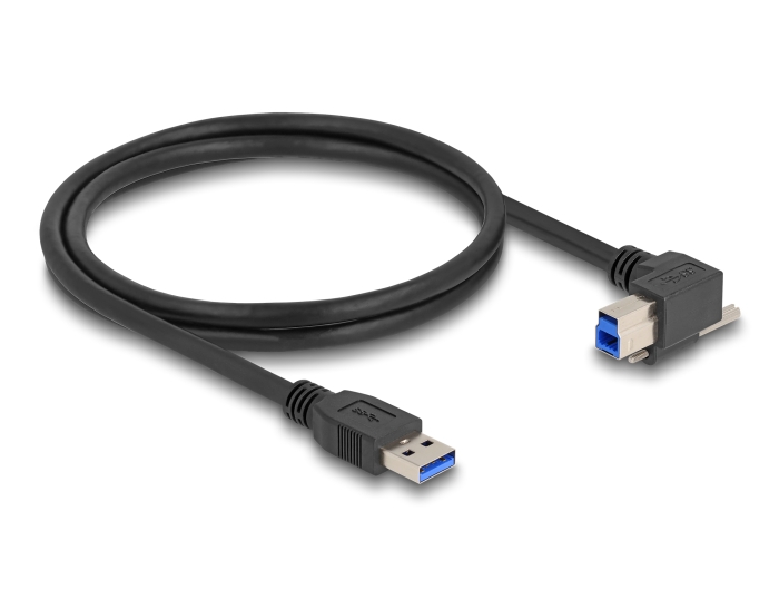 Delock USB 5 Gbps Kabel USB Typ-A Stecker gerade zu USB Typ-B Stecker mit Schraube 90° nach rechts gewinkelt 1 m schwarz #2 