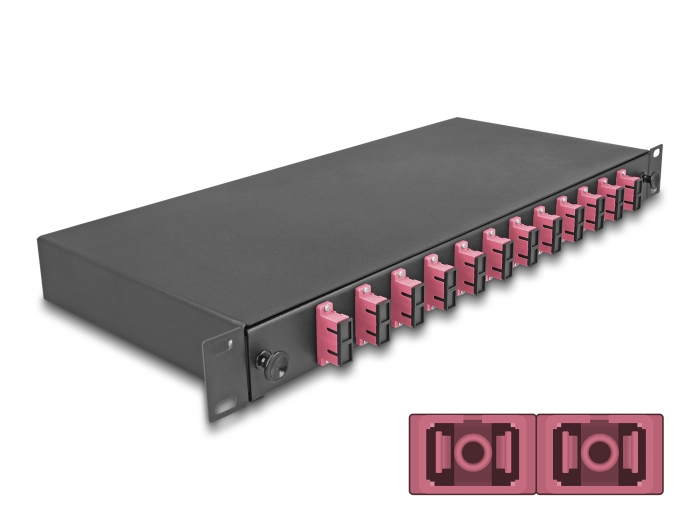 Delock 19″ LWL Spleißbox 12 x SC Duplex OM4 1HE komplett bestückt #1 
