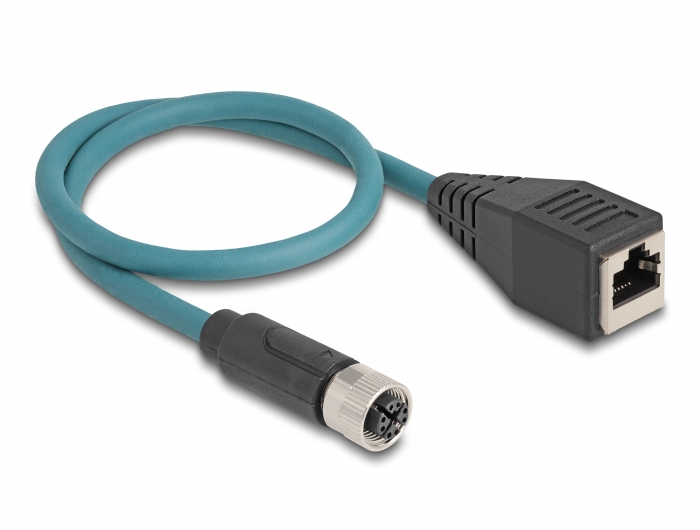Delock M12 Adapterkabel X-kodiert 8 Pin Buchse zu RJ45 Buchse 50 cm #2 
