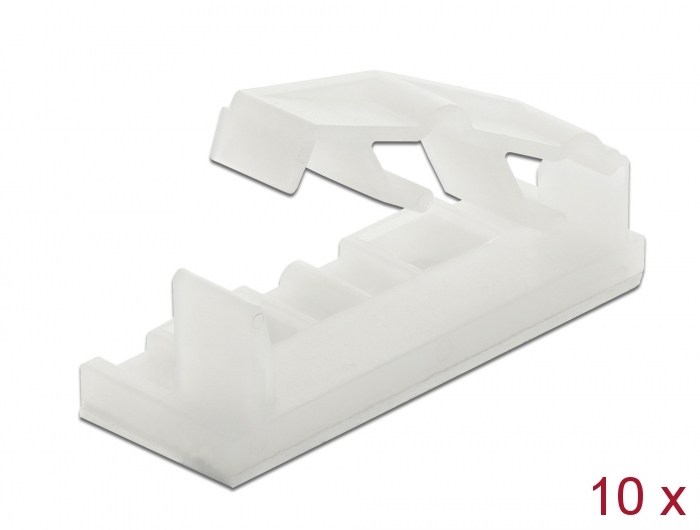 Delock Flachbandkabelhalter mit Verschlussclip selbstklebend schraubbar natur 10 Stück #1 