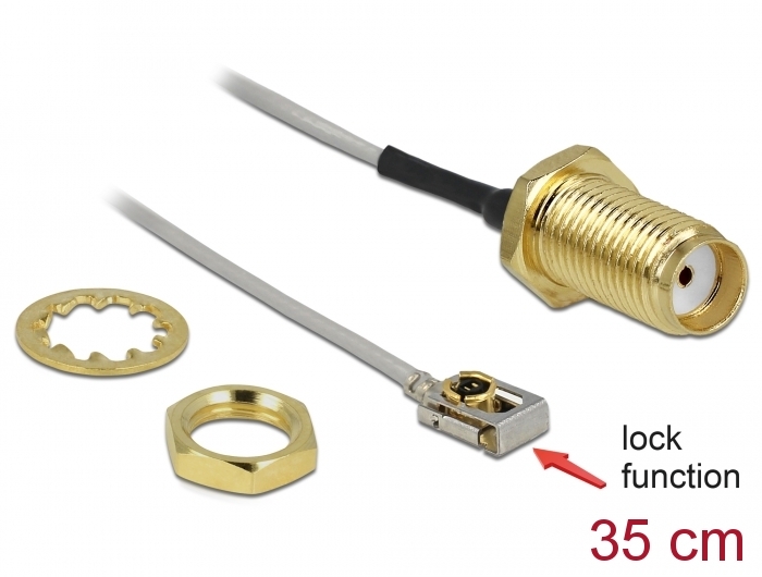 Delock Antennenkabel SMA Buchse zum Einbau zu I-PEX Inc., MHF® I LK Stecker 1.13 35 cm Gewindelänge 10 mm #1 