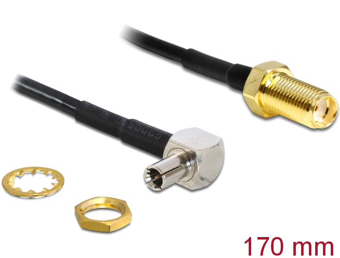 Delock Antennenkabel SMA Buchse zum Einbau > TS-9 90° Stecker 170 mm #1 