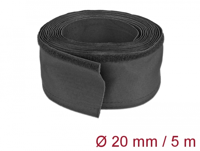 Delock Gewebeschlauch mit Klettverschluss hitzebeständig 5 m x 20 mm schwarz #1 