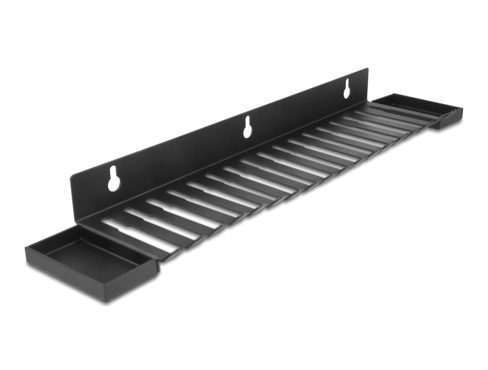 Delock Kabelhalterung 401 x 71 mm zur Wandmontage mit zwei Ablagefächern schwarz #1 