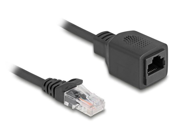 Delock RJ45 Spiralkabel Stecker zu Buchse Cat.5e UTP 0,5 m bis 1 m schwarz #2 