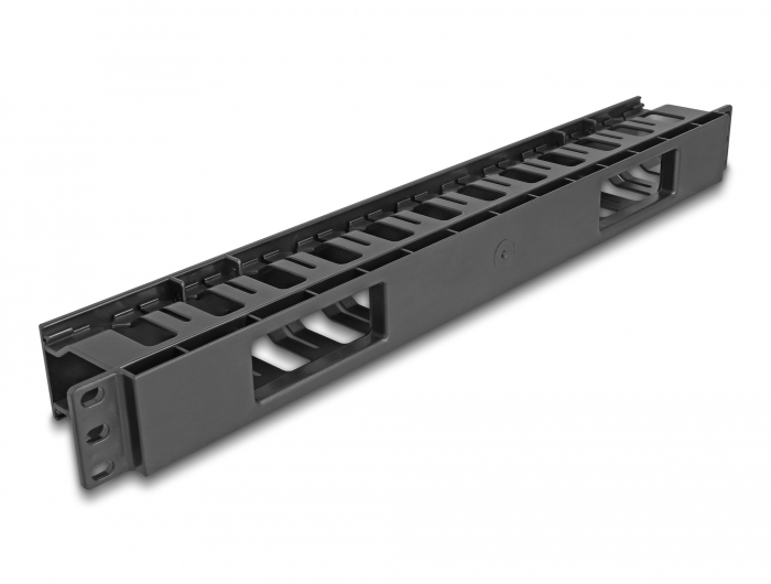 Delock 19″ Kabelmanagement Rangierpanel mit 2 Öffnungen 1 HE schwarz Kunststoff #2 