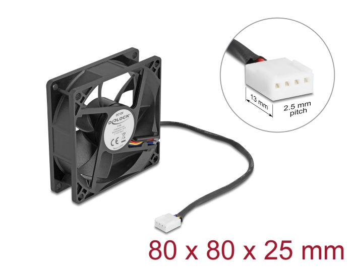 Delock Axiallüfter 12 V DC, 80 x 80 x 25 mm schwarz #1 