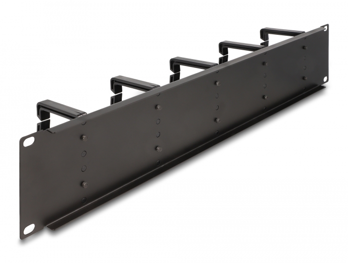 Delock 19″ Kabelmanagement Rangierpanel mit 10 Kunststoffbügel 2 HE schwarz #2 