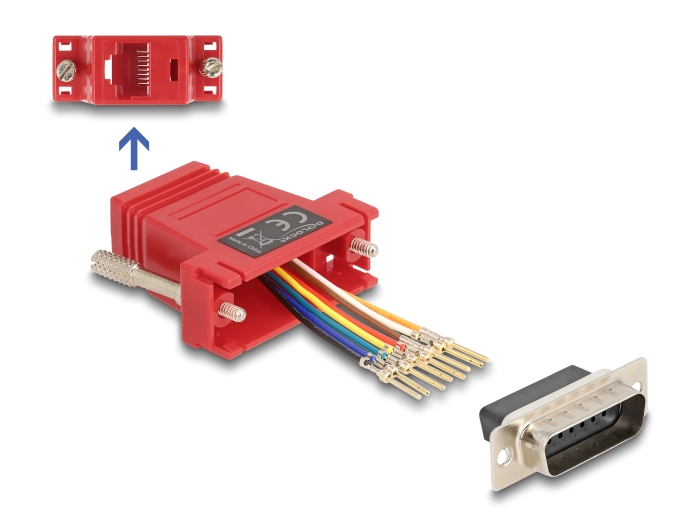 Delock D-Sub 15 Pin Stecker zu RJ45 Buchse Montagesatz rot #1 