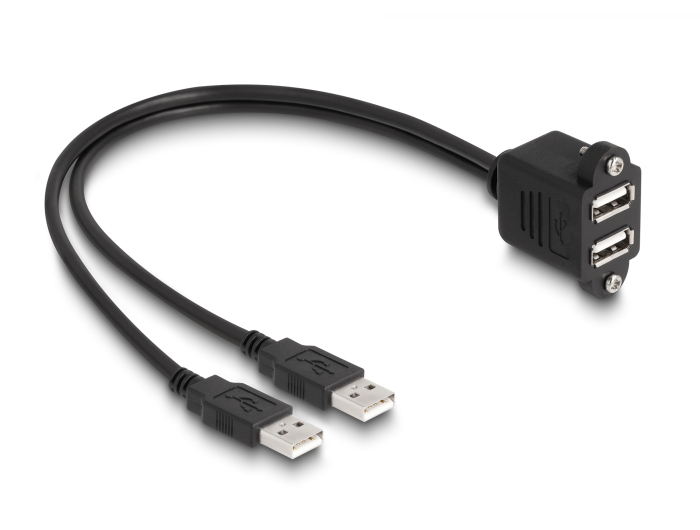 Delock USB 2.0 Kabel 2 x USB Typ-A Stecker zu 2 x USB Typ-A Buchse mit Schrauben zum Einbau 1 m schwarz #2 