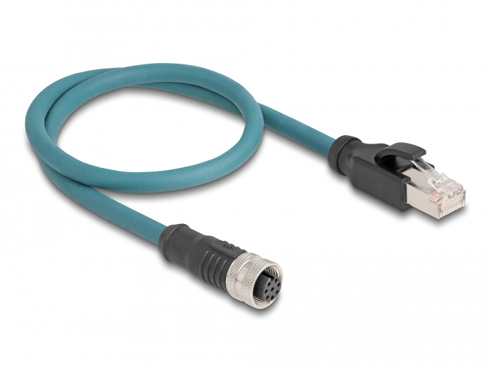 Delock M12 Adapterkabel A-kodiert 8 Pin Buchse zu RJ45 Stecker 50 cm #2 