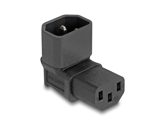 Delock Netzadapter IEC 60320 - C14 auf C13, Stecker / Buchse, 10 A, 90° gewinkelt #1 