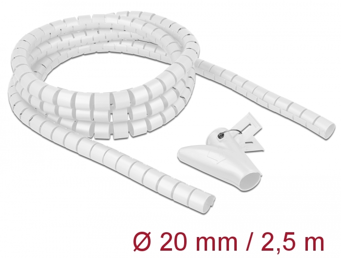 Delock Spiralschlauch mit Einziehwerkzeug 2,5 m x 20 mm weiß #1 