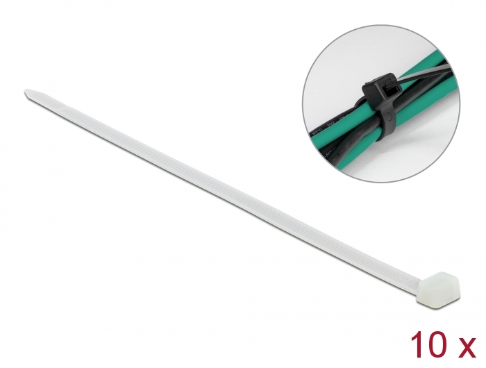 Delock Kabelbinder L 800 x B 8,8 mm 10 Stück weiß #1 
