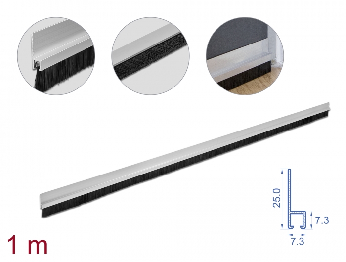 Delock Bürstenstreifen 20 mm mit Alu-Profil gerade - Länge 1 m #1 