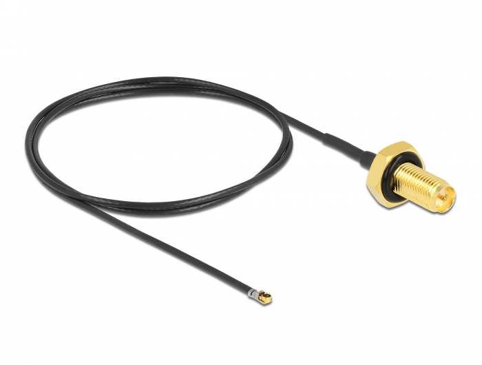 Delock Antennenkabel RP-SMA Buchse zum Einbau zu I-PEX Inc., MHF® 4L LK Stecker 1.37 50 cm Gewindelänge 10 mm spritzwassergeschützt #2 